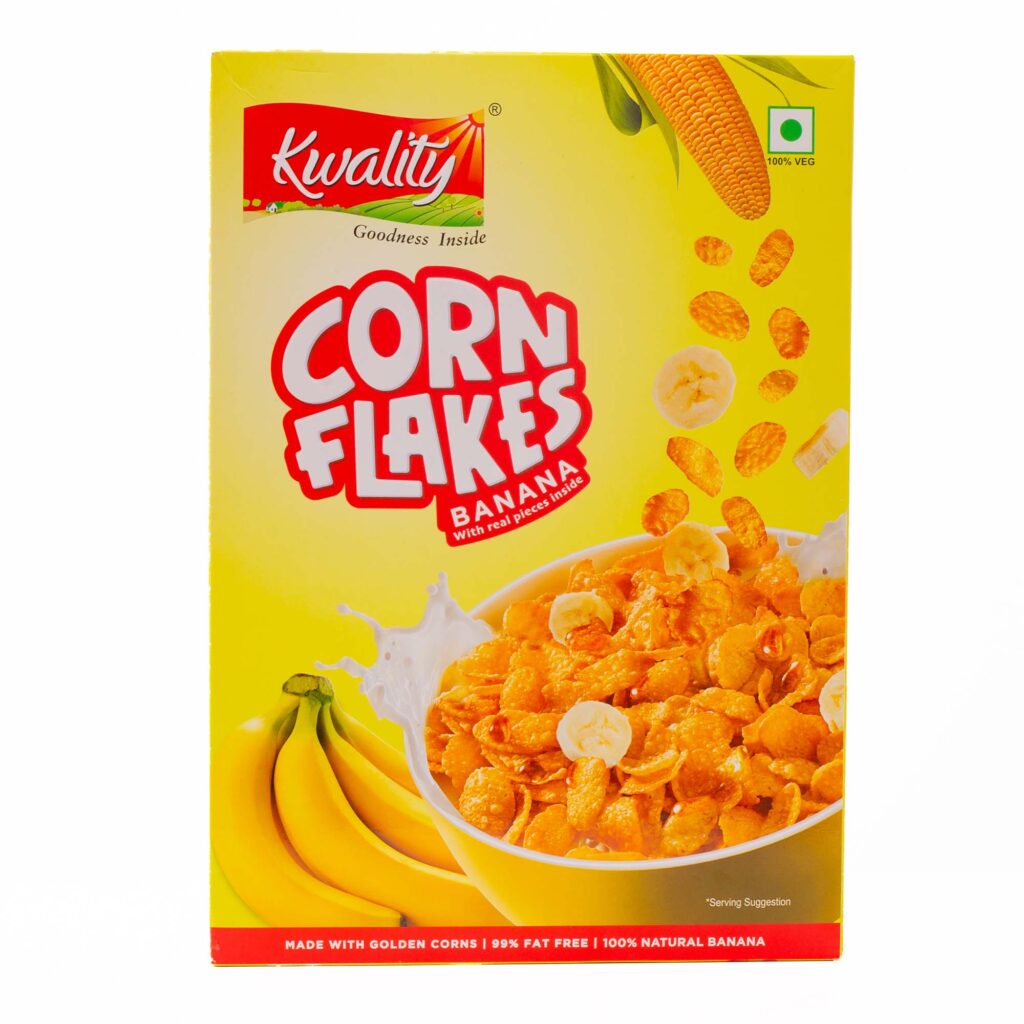 Kwality CornFlakes Banana 375gx24. The Bounty Shop