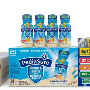 A 24-count case of PediaSure Grow & Gain with Immune Support Vanilla Shake bottles from Abbott